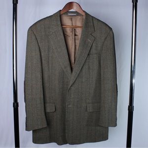 Lacrosse Men's Herringbone Suit Jacket Size 42R Gray Brown 100% Wool Blazer